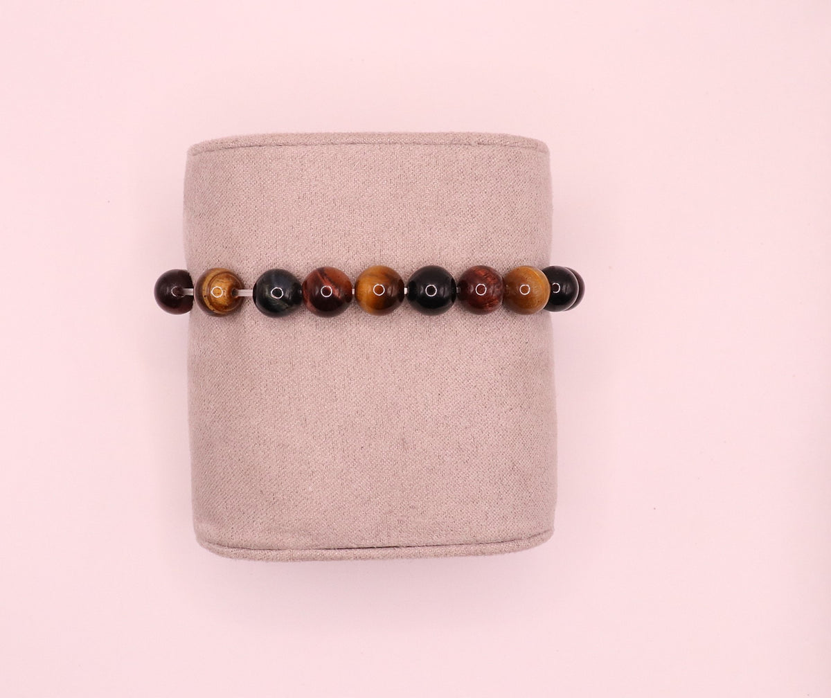 Armband drie kleuren tijgeroog elastisch