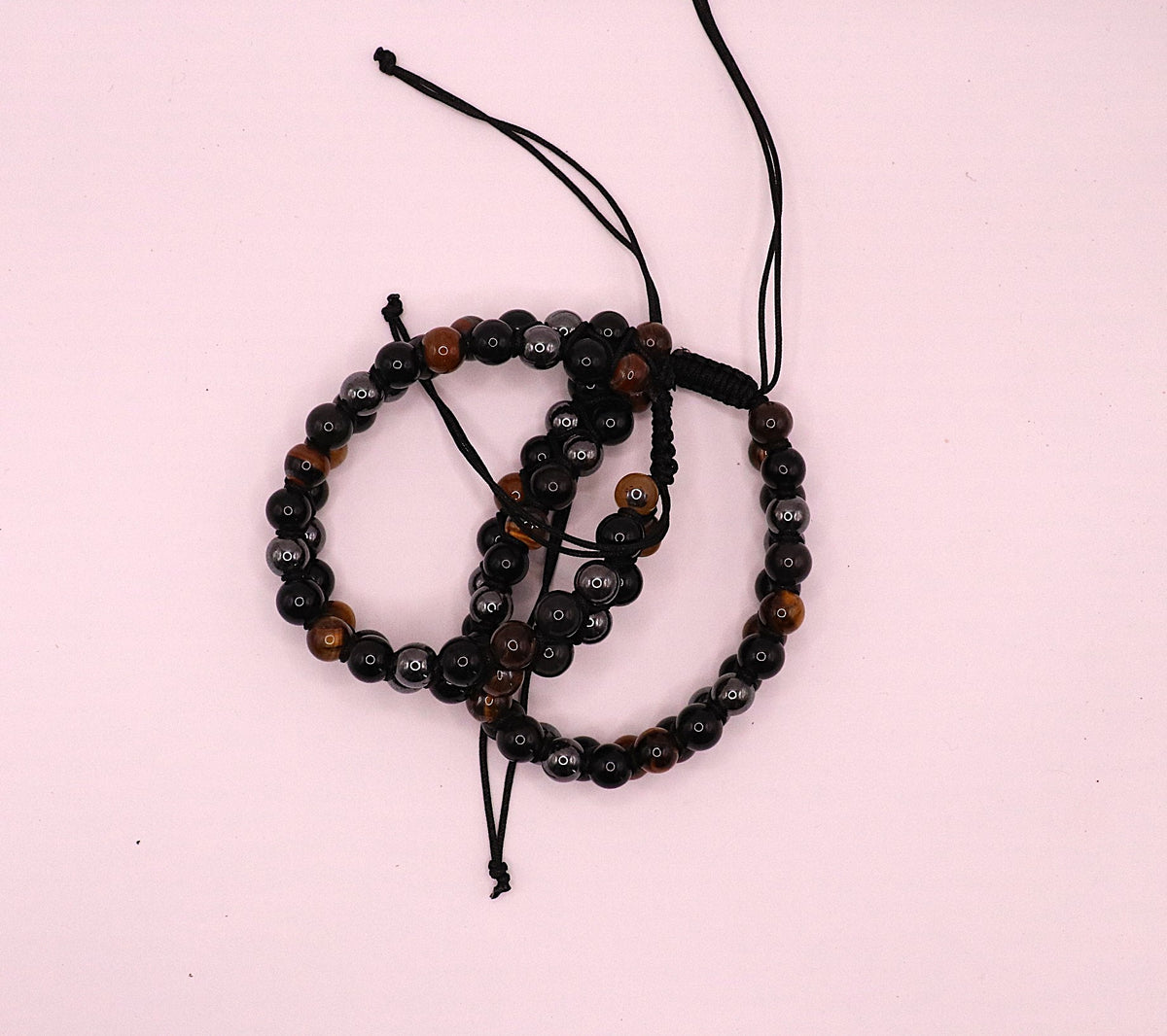 Armband hematiet/ obsidiaan/ tijgeroog verstelbaar