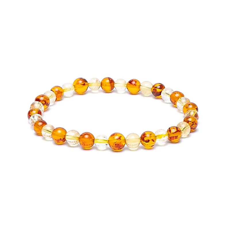 Elastische armband met amber en citrien