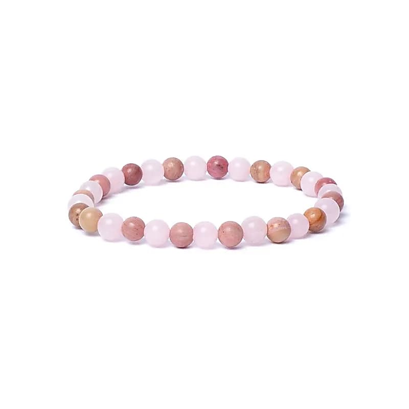 Armband rozenkwarts/ thuliet  elastisch