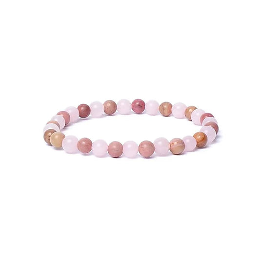 Armband rozenkwarts/ thuliet  elastisch