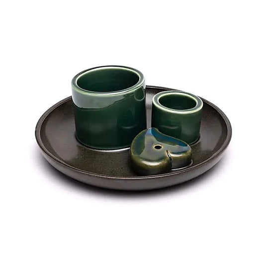 Keramische palo santo, smudge en wierook brander hart petrol/bruin