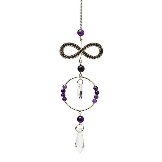Suncatcher infinity met amethist en kristal