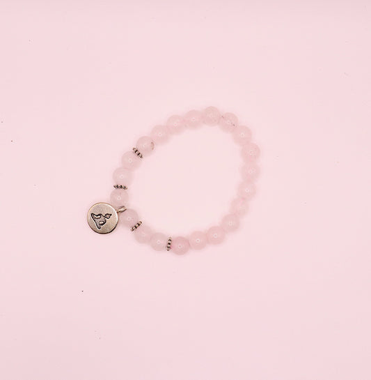 Armband rozenkwarts elastisch met boeddha