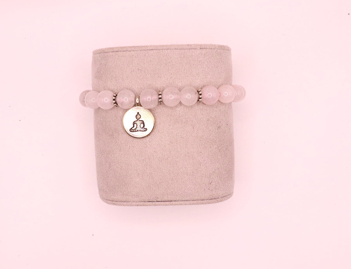 Armband rozenkwarts elastisch met boeddha