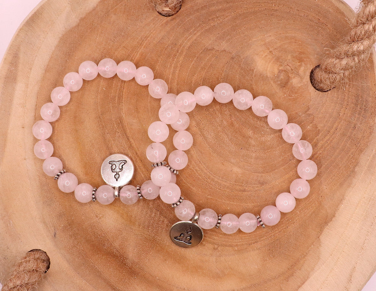 Armband rozenkwarts elastisch met boeddha